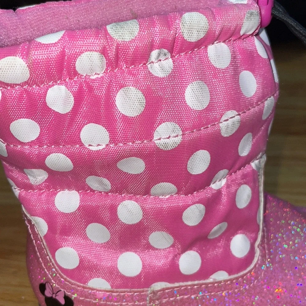 MINNIE MOUSE Pull Pink Glitter Polka Dot Boots Toddler 11